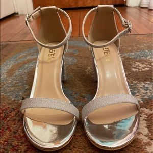 Silver block heel sandals